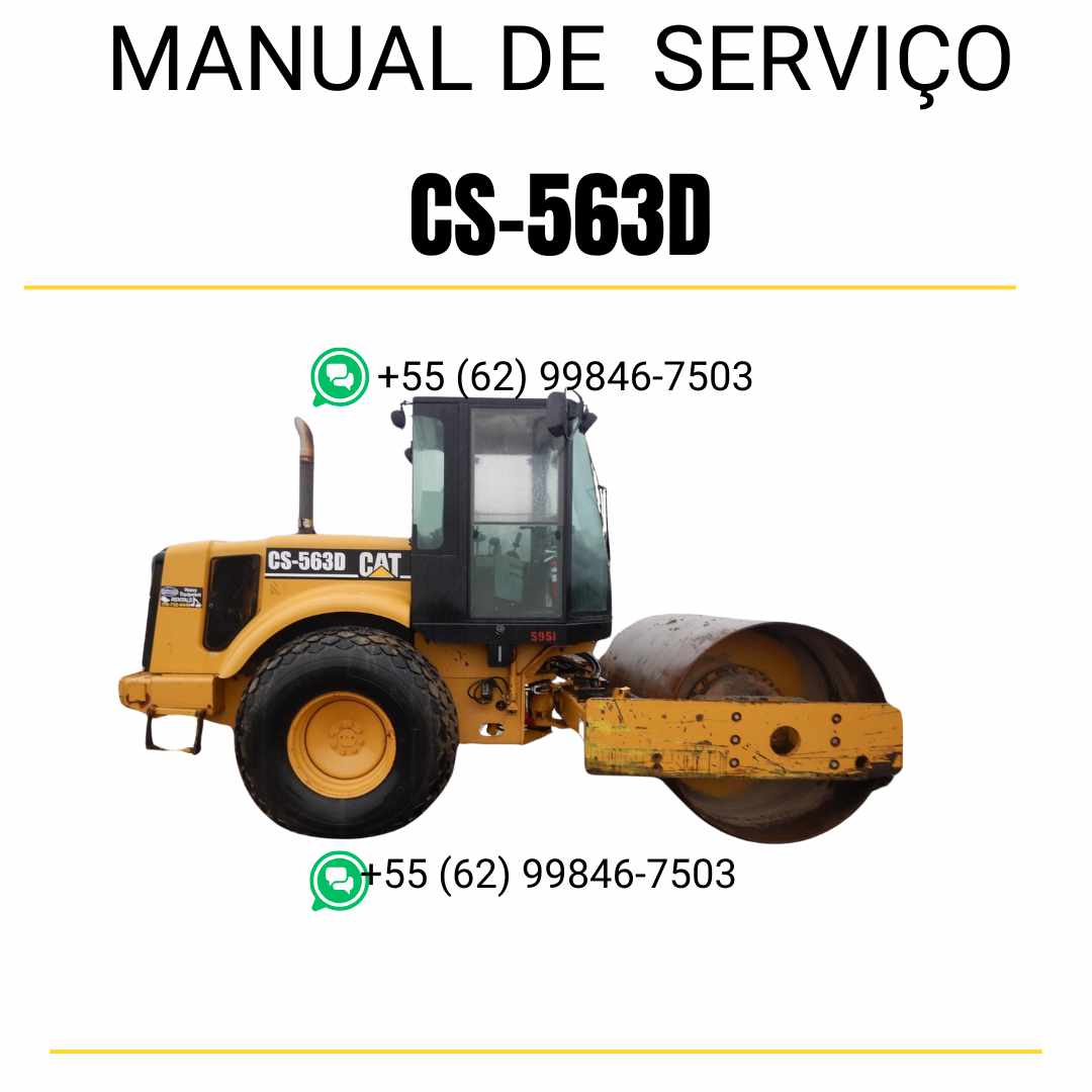 Manual de serviço Caterpillar CS-563D em inglês para rolo compactador vibratório, PDF completo com instruções técnicas detalhadas de manutenção e reparo