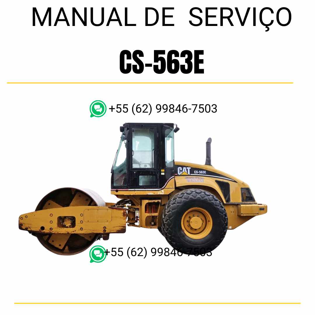 Manual de serviço Caterpillar CS-563E em inglês para rolo compactador vibratório, PDF técnico completo com instruções detalhadas de manutenção e reparo