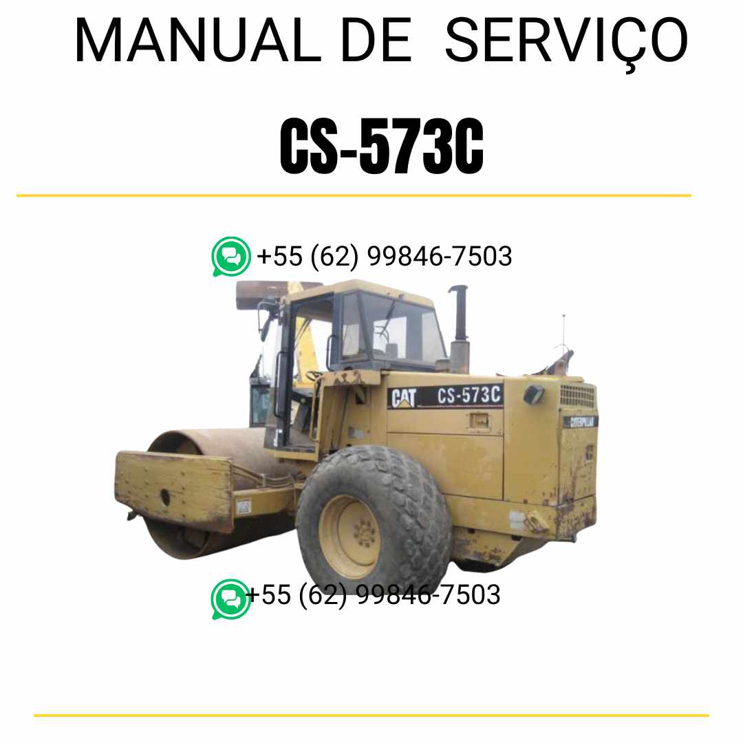 Manual de serviço Caterpillar CS-573C em inglês para rolo compactador vibratório, PDF detalhado com instruções técnicas de manutenção e guias de reparo