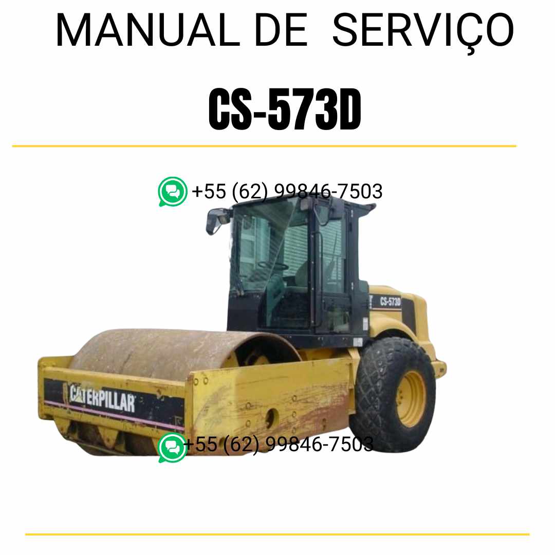 Manual de serviço Caterpillar CS-573D em inglês para rolo compactador vibratório, PDF técnico completo com instruções detalhadas de manutenção e reparo