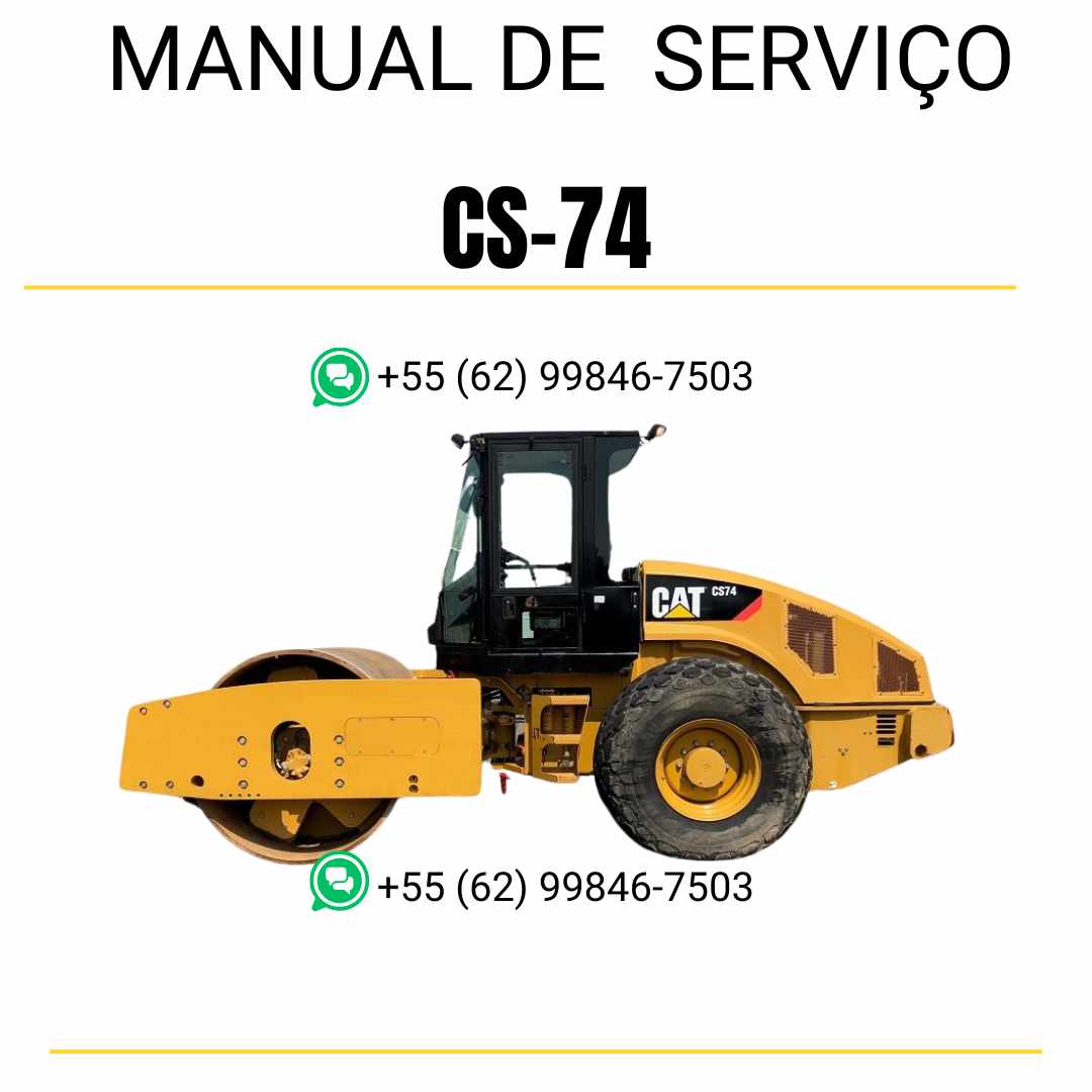 Manual de serviço Caterpillar CS-74 em inglês para rolo compactador vibratório, PDF técnico completo com guias de manutenção e instruções detalhadas
