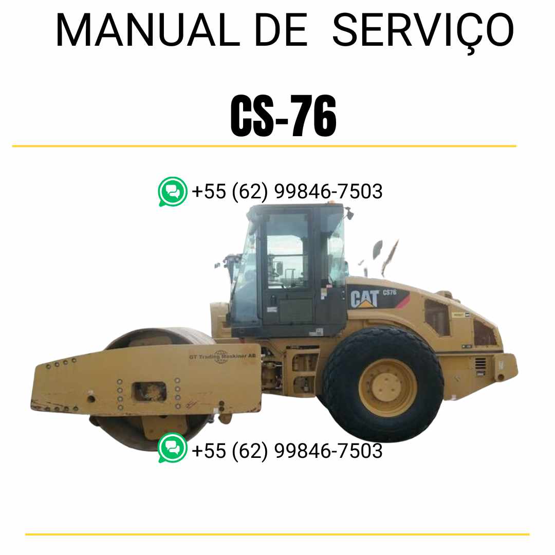 Manual de serviço Caterpillar CS-76 em inglês para rolo compactador vibratório, PDF técnico completo com instruções detalhadas de manutenção e reparo