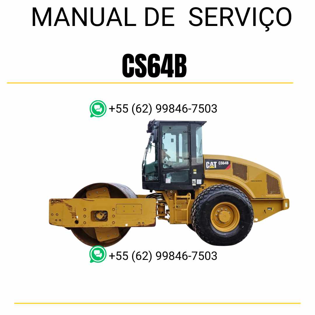 Manual de serviço Caterpillar CS64B em inglês para rolo compactador vibratório, PDF completo com instruções técnicas de manutenção e guias detalhados