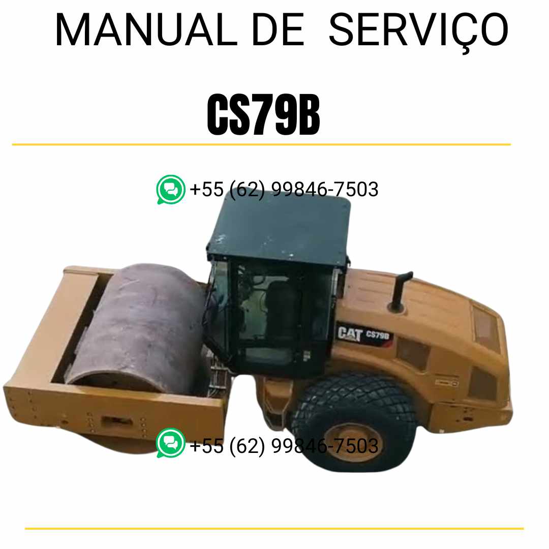 Manual de serviço Caterpillar CS79B em inglês para rolo compactador vibratório, PDF técnico completo com guias de manutenção e instruções detalhadas