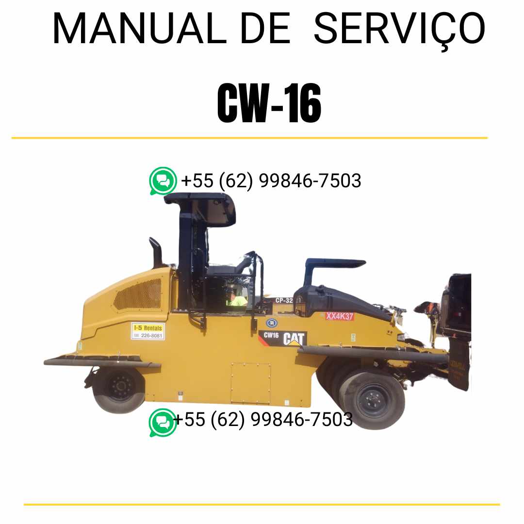 Manual de serviço Caterpillar CW-16 em inglês para rolo compactador pneumático, PDF técnico completo com instruções detalhadas de manutenção e reparo