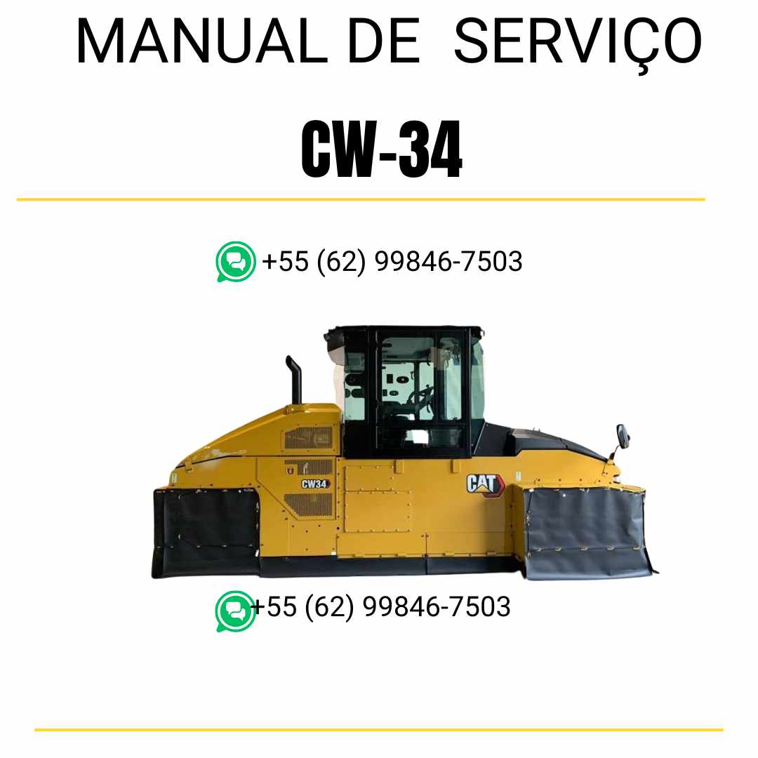 Manual de serviço Caterpillar CW-34 em inglês para rolo compactador pneumático, PDF completo com guias técnicos de manutenção e instruções detalhadas
