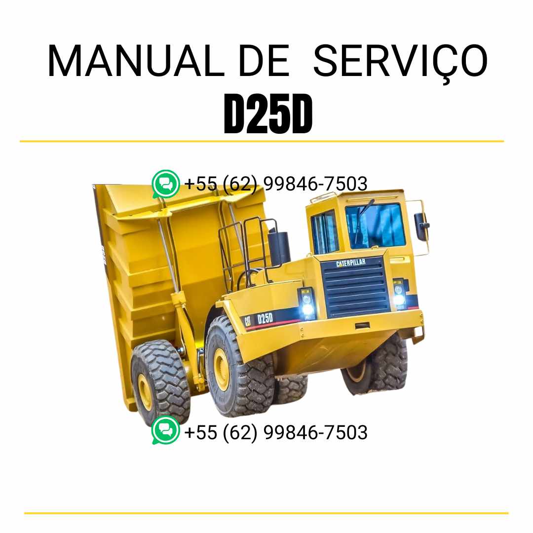 Manual de serviço Caterpillar D25D caminhão articulado em PDF, versão em inglês com instruções detalhadas de manutenção e reparos técnicos