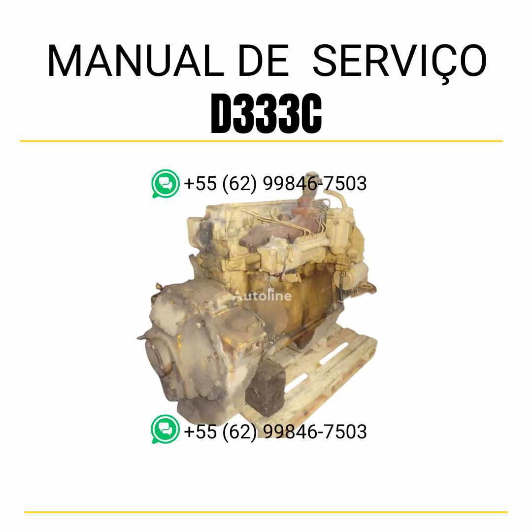 Manual de serviço do motor industrial Caterpillar D333C em PDF, com guia completo de manutenção, diagramas técnicos e instruções detalhadas