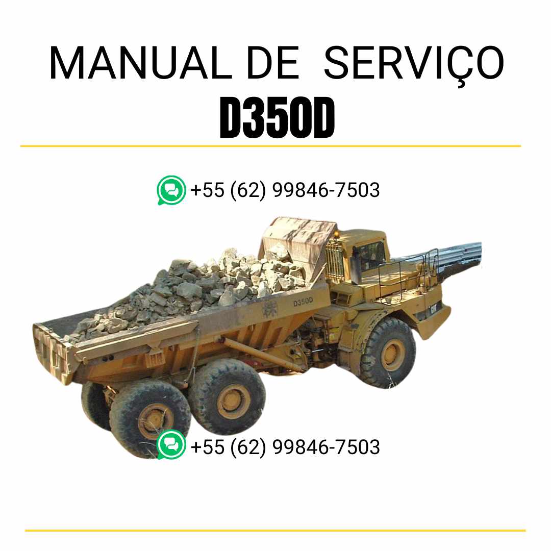 Manual de serviço Caterpillar D350D caminhão articulado em PDF, material em inglês com instruções técnicas completas para reparos e manutenção