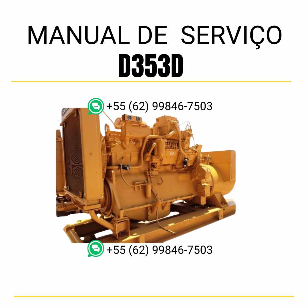Manual de serviço do motor industrial Caterpillar D353D em PDF, com instruções detalhadas de manutenção, diagramas técnicos e procedimentos completos