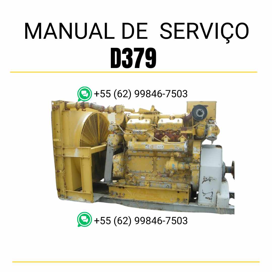 Manual de serviço em PDF do motor industrial Caterpillar D379, com instruções detalhadas de manutenção, ajustes técnicos e diagramas ilustrativos