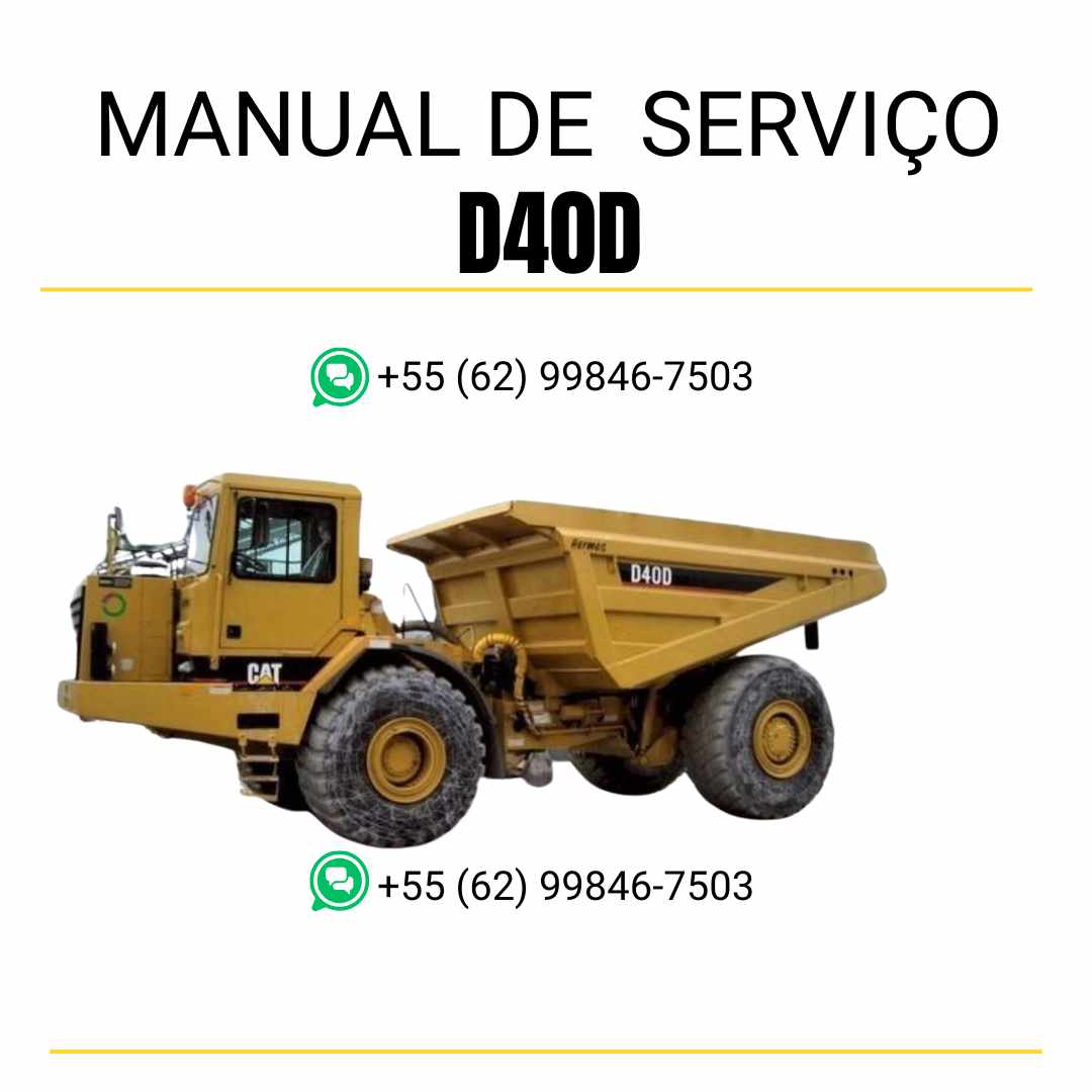 Manual de serviço Caterpillar D40D caminhão articulado em PDF, versão em inglês com instruções técnicas completas para manutenção e reparos