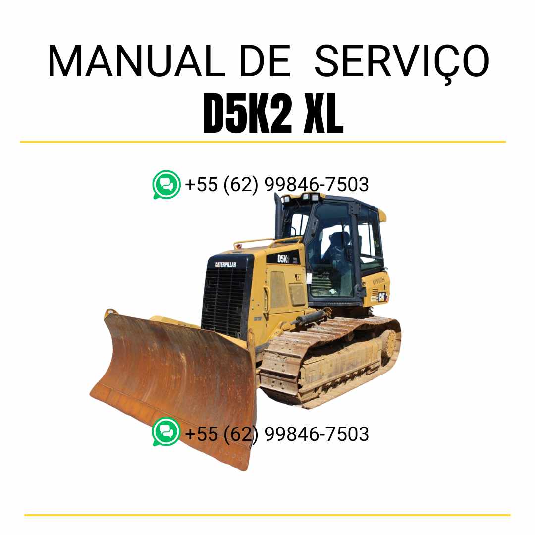 Manual de serviço Caterpillar D5K2 XL em inglês, PDF para trator de esteira com instruções técnicas, guia de manutenção e procedimentos de reparo