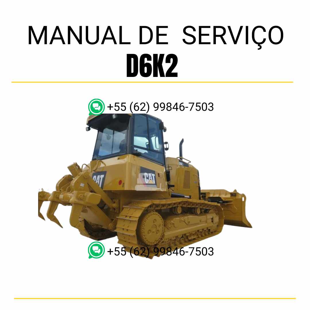 Manual de serviço Caterpillar D6K2 trator de esteira em inglês, guia técnico completo de manutenção e reparos detalhados em PDF