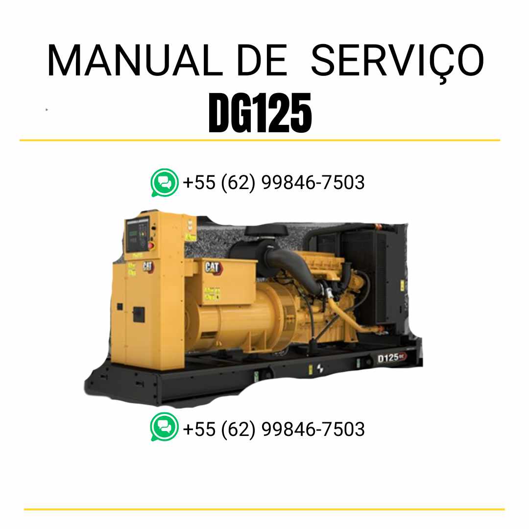 Manual de serviço do grupo gerador Caterpillar DG125 em PDF, guia técnico completo com instruções de manutenção, reparos e diagnóstico detalhado