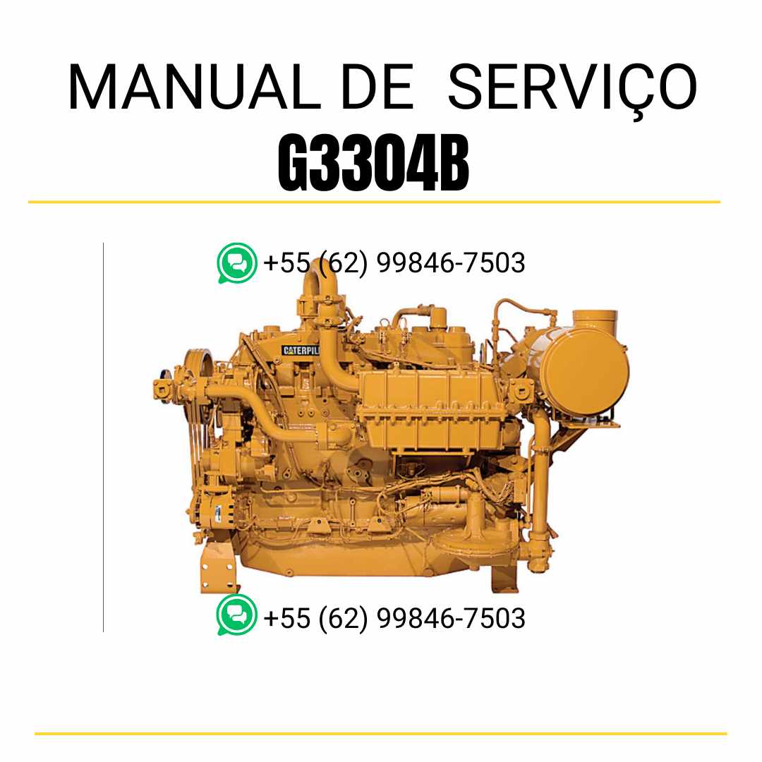 Manual de serviço em PDF do motor industrial Caterpillar G3304B para máquinas industriais, com instruções detalhadas de manutenção e diagramas técnicos completos