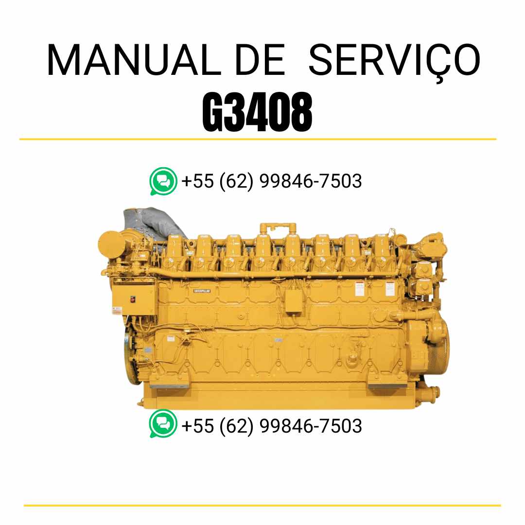 Manual de serviço em PDF do motor industrial Caterpillar G3408 para máquinas industriais, com instruções de manutenção e diagramas técnicos completos