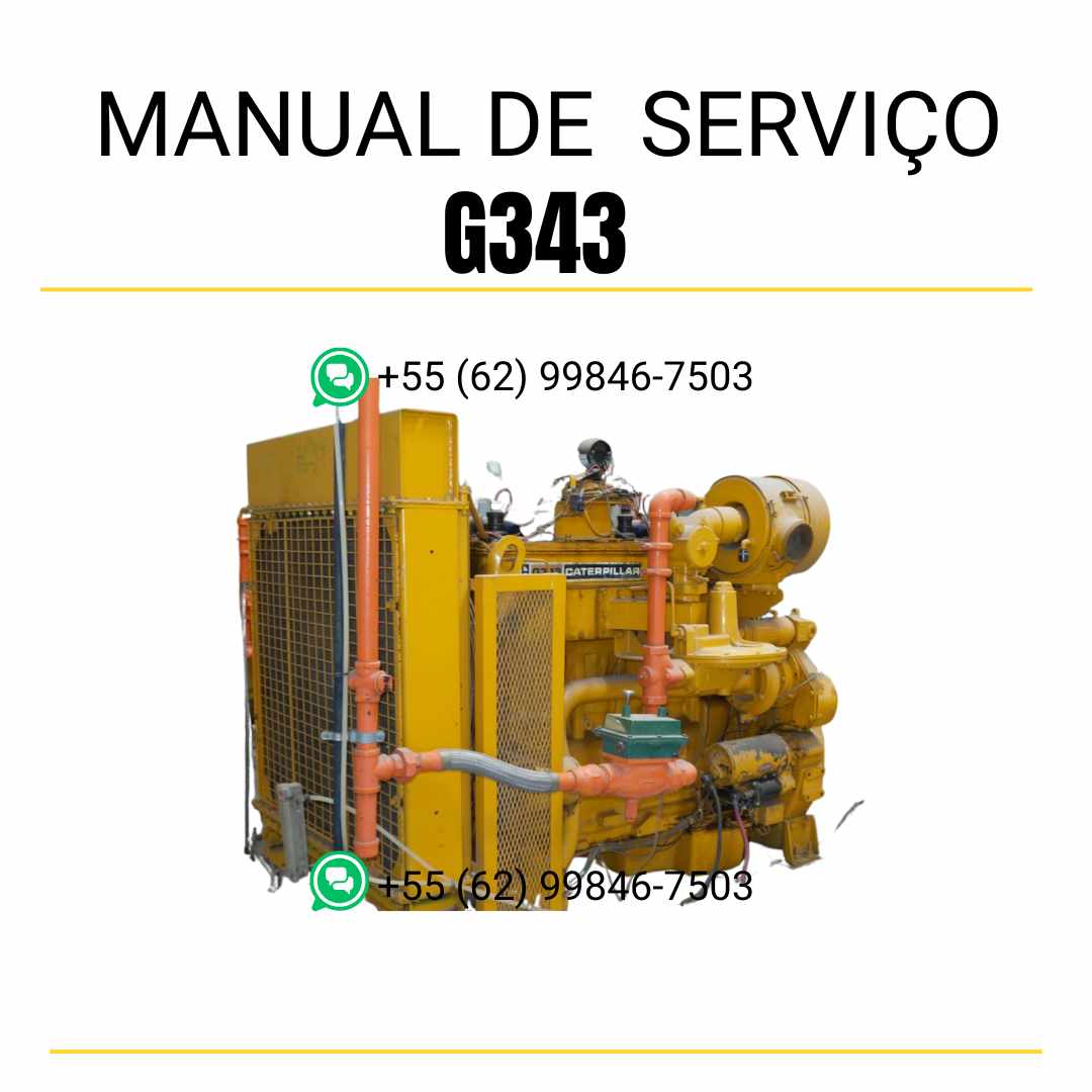 Manual de serviço em PDF do motor industrial Caterpillar G343, com orientações de manutenção, diagramas técnicos e procedimentos detalhados
