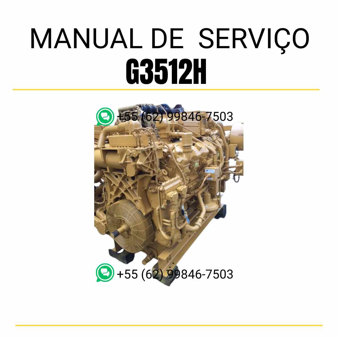Manual de serviço em PDF do motor industrial Caterpillar G3512H para máquinas pesadas, guia técnico completo com ilustrações e procedimentos de manutenção