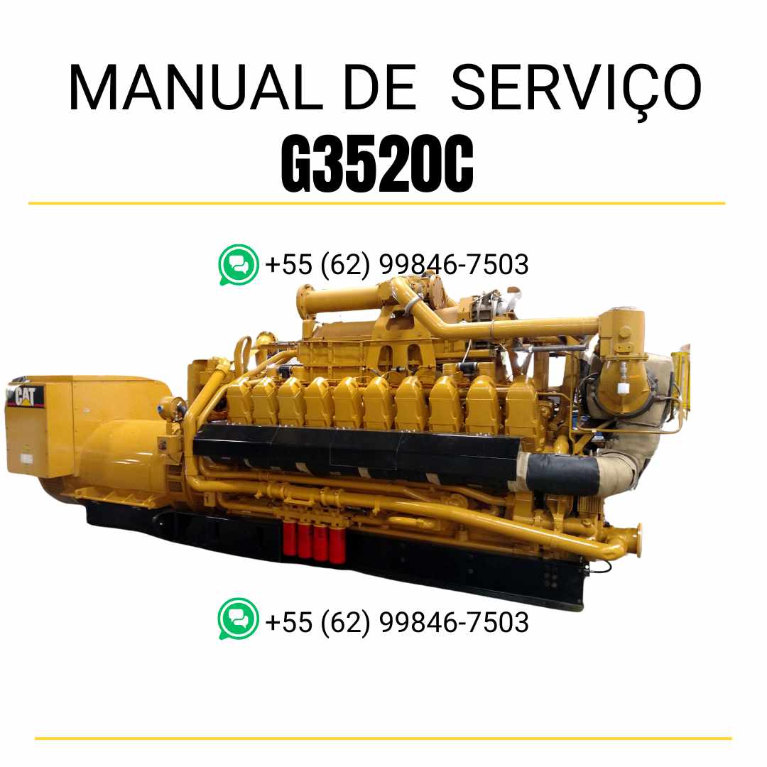 Manual de serviço em PDF do grupo gerador Caterpillar G3520C com instruções técnicas detalhadas para manutenção, reparos e operação segura