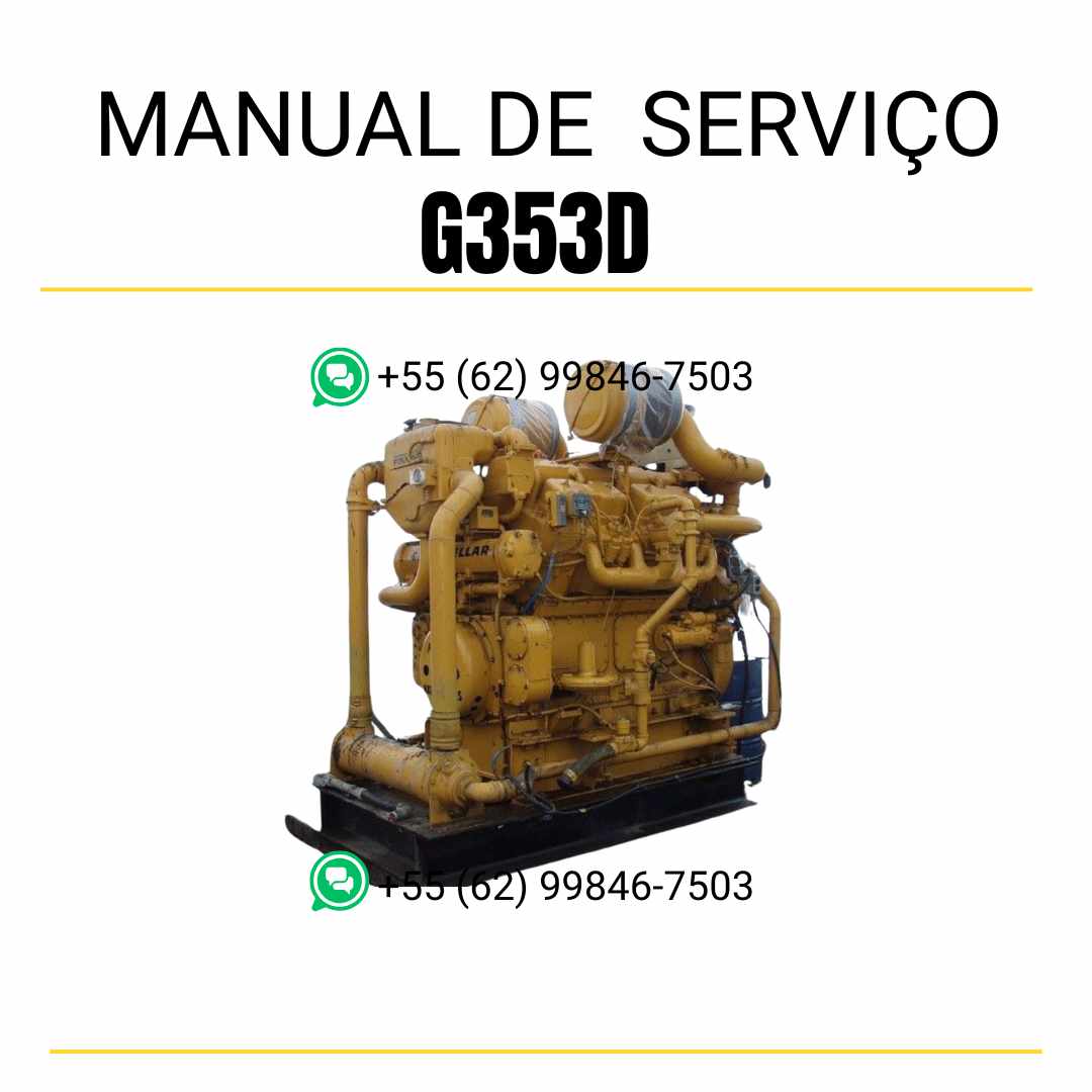 Manual de serviço do motor industrial Caterpillar G353D em PDF, com instruções técnicas completas de manutenção, ajustes e diagramas ilustrados