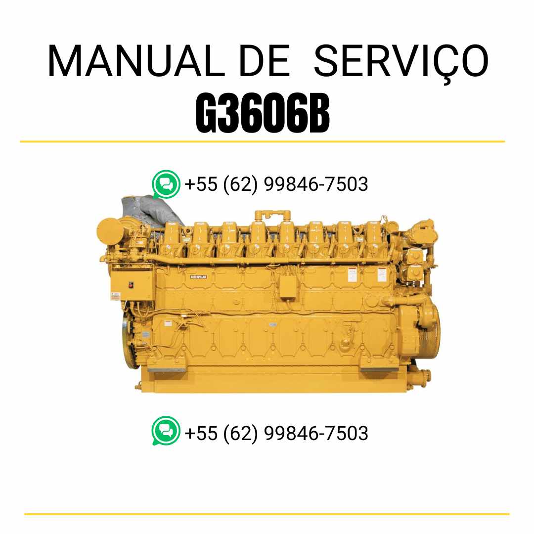 Manual de serviço em PDF do motor industrial Caterpillar G3606B para máquinas pesadas, guia técnico completo com instruções detalhadas de manutenção