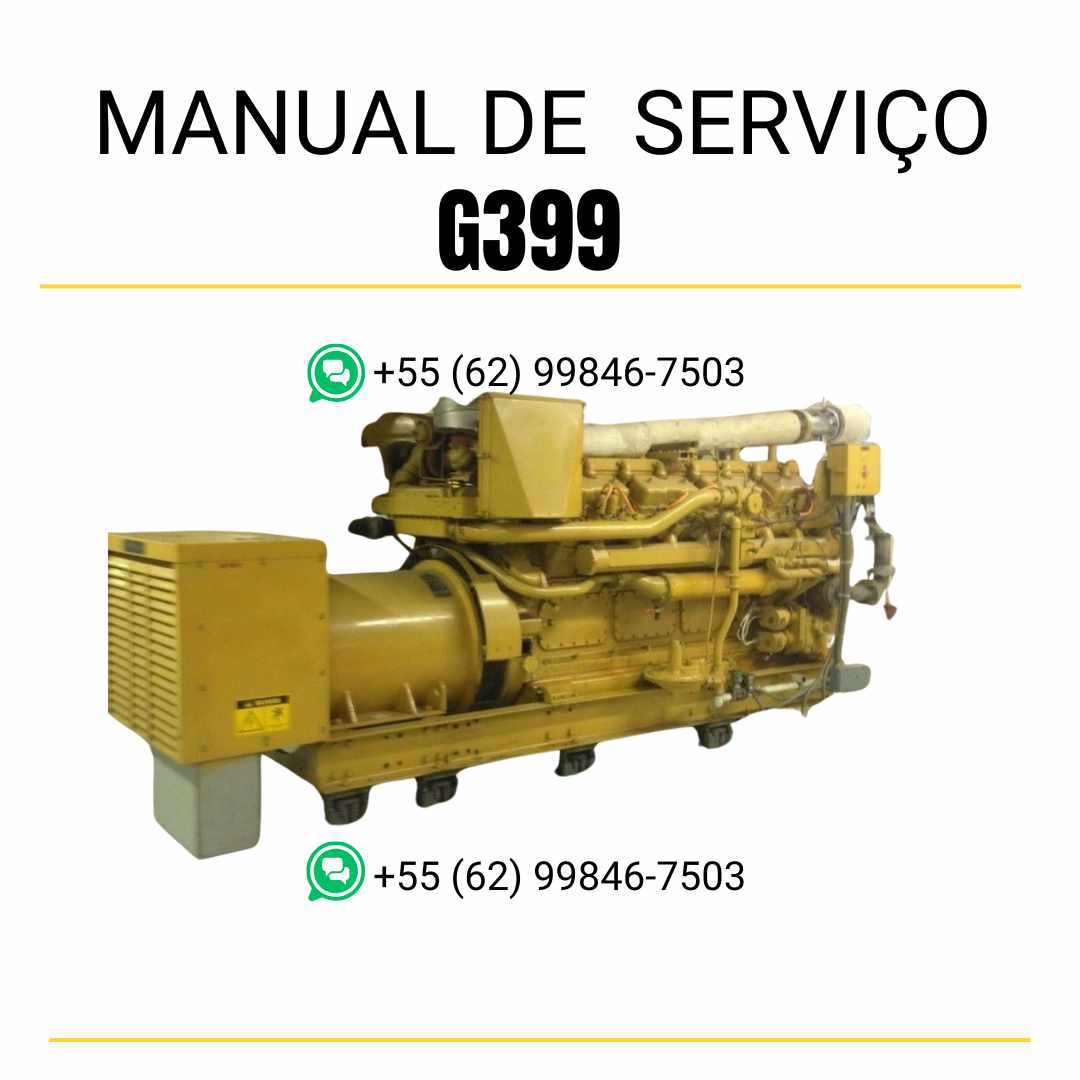 Manual de serviço em PDF do motor industrial Caterpillar G399 para máquinas industriais, incluindo instruções detalhadas de manutenção, ajustes e diagramas técnicos completos