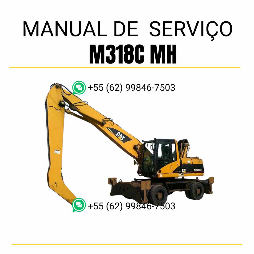 Manual de serviço Caterpillar M318C MH escavadeira de rodas em PDF, em inglês, com instruções de manutenção detalhadas e diagramas técnicos ilustrados