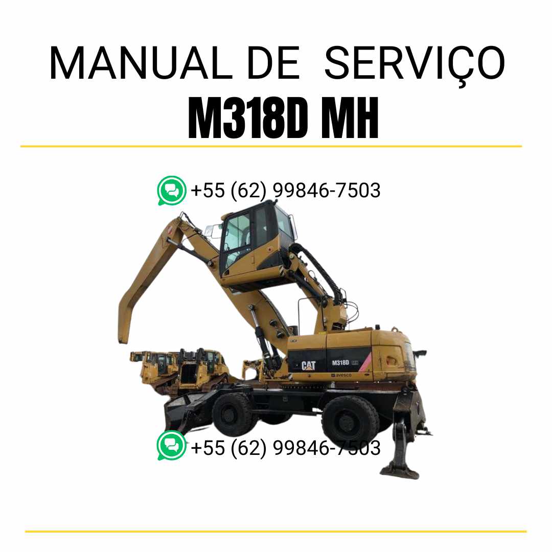 Manual de serviço Caterpillar M318D MH escavadeira de rodas em PDF, em inglês, com guia técnico completo de manutenção, reparo e diagramas ilustrados