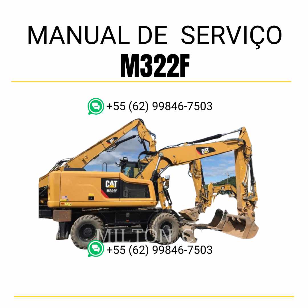 Manual de serviço Caterpillar M322F escavadeira de rodas em PDF, versão em inglês com guia completo de manutenção, ajustes e diagramas técnicos