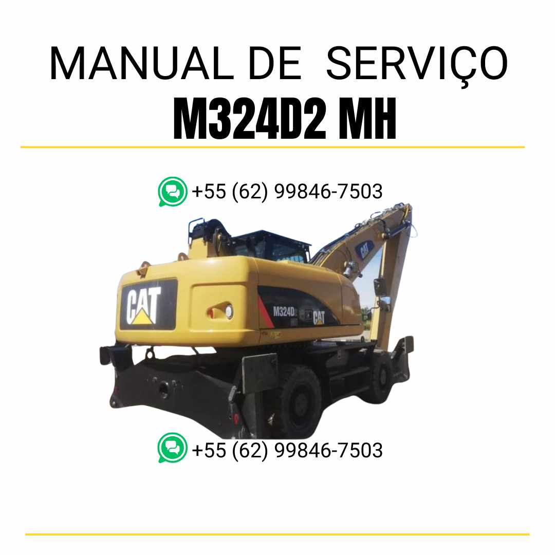 Manual de serviço Caterpillar M324D2 MH escavadeira de rodas em PDF, versão em inglês com instruções detalhadas de manutenção e reparos técnicos