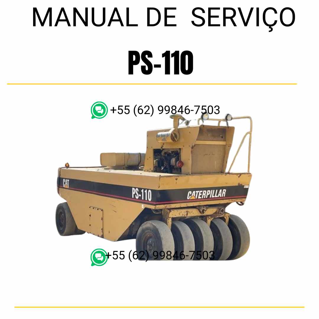 Manual de serviço Caterpillar PS-110 em inglês para rolo compactador pneumático, PDF técnico completo com instruções de manutenção e guias de reparo