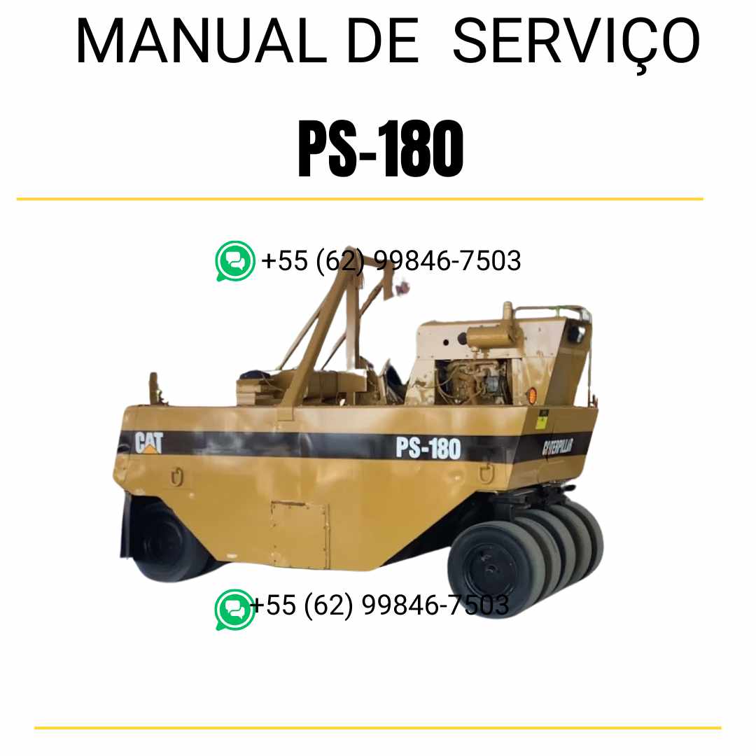 Manual de serviço Caterpillar PS-180 em inglês para rolo compactador pneumático, PDF técnico completo com instruções detalhadas de manutenção e reparo