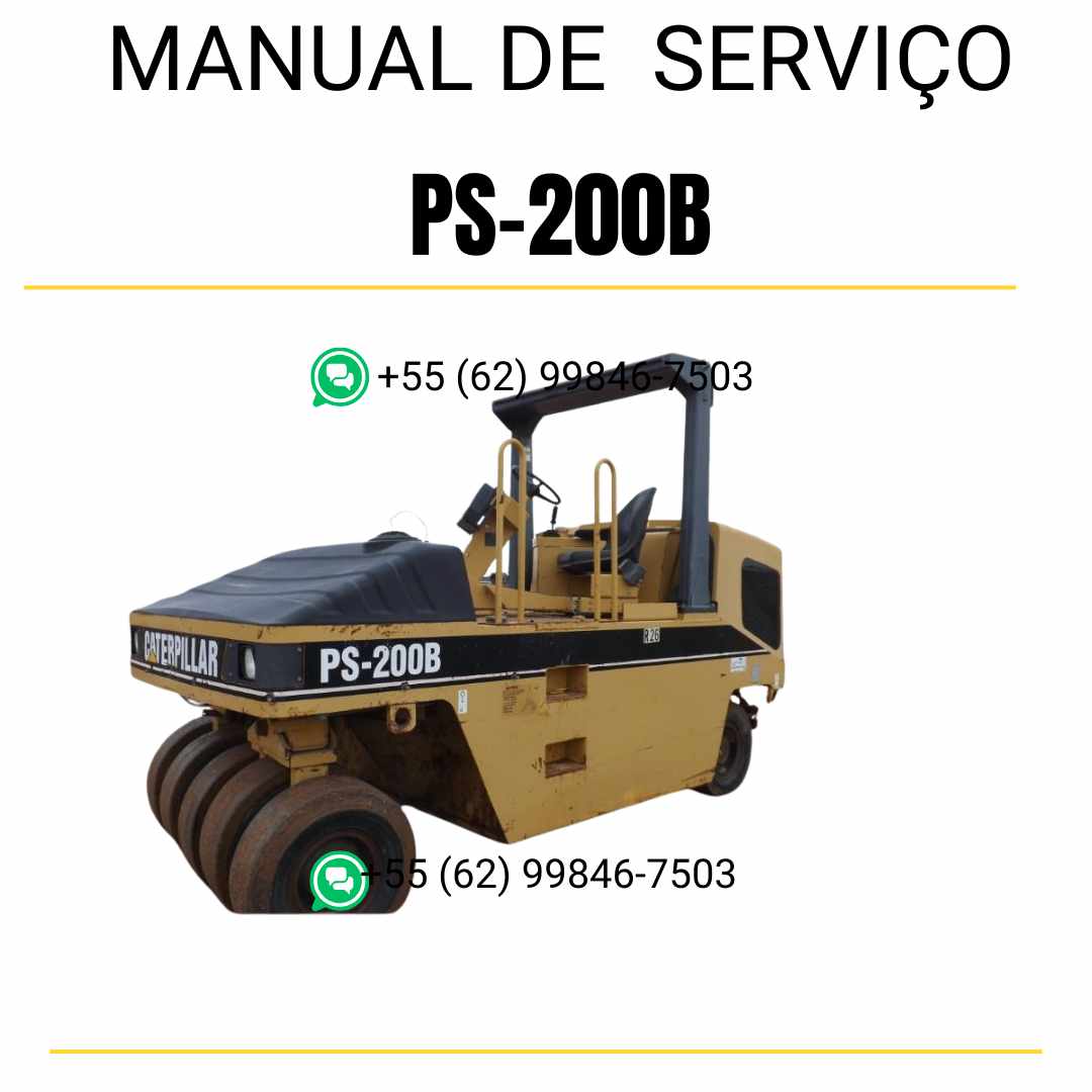 Manual de serviço Caterpillar PS-200B em inglês para rolo compactador pneumático, PDF completo com instruções técnicas de manutenção e guias de reparo