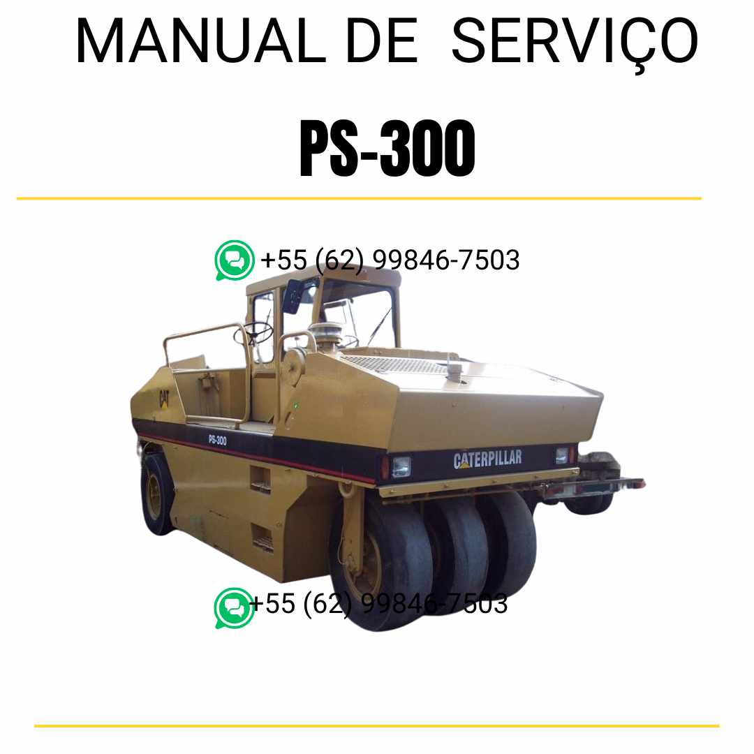 Manual de serviço Caterpillar PS-300 em inglês para rolo compactador pneumático, PDF técnico completo com instruções detalhadas de manutenção e reparo
