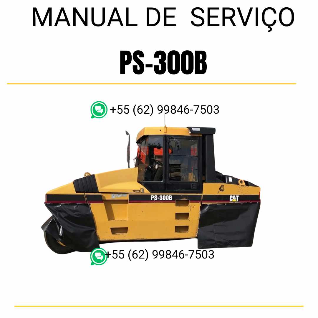 Manual de serviço Caterpillar PS-300B em inglês para rolo compactador pneumático, PDF detalhado com guias técnicos de manutenção e instruções completas