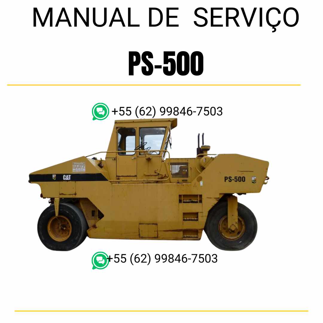 Manual de serviço Caterpillar PS-500 em inglês para rolo compactador pneumático, PDF técnico completo com guias de manutenção e instruções detalhadas