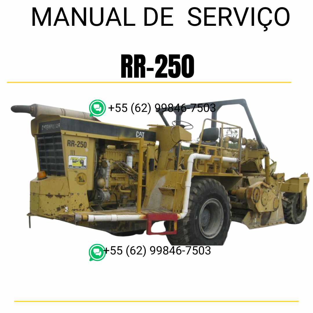 Manual de serviço Caterpillar RR-250 em inglês para recuperadora de estradas, PDF detalhado com instruções técnicas de manutenção e operação