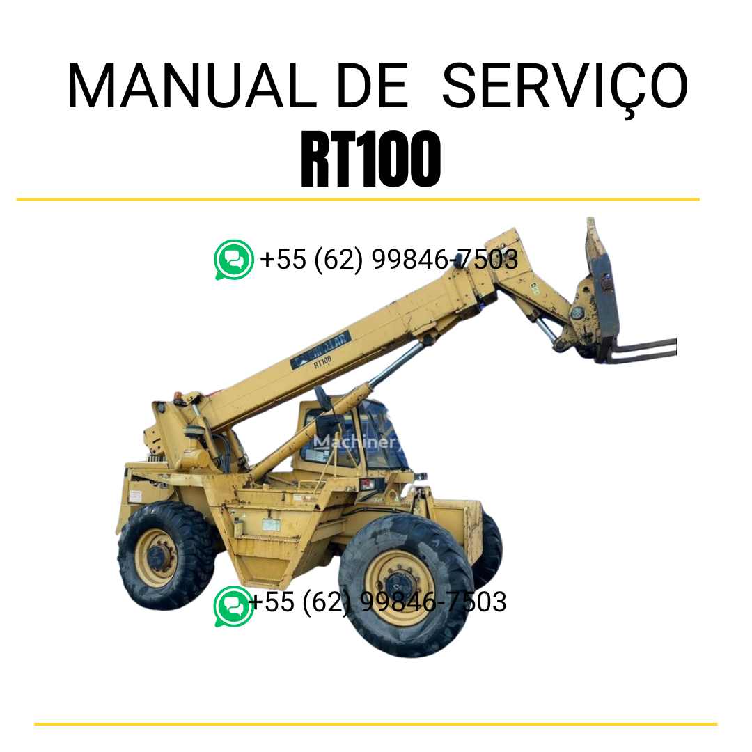 Manual de serviço Caterpillar RT100 em inglês, PDF detalhado para manipulador telescópico com ilustrações técnicas e instruções completas de manutenção