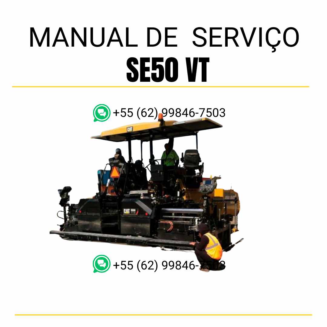 Manual de serviço Caterpillar SE50 VT pavimentadora de asfalto em PDF, conteúdo em inglês com instruções técnicas detalhadas para manutenção e reparos