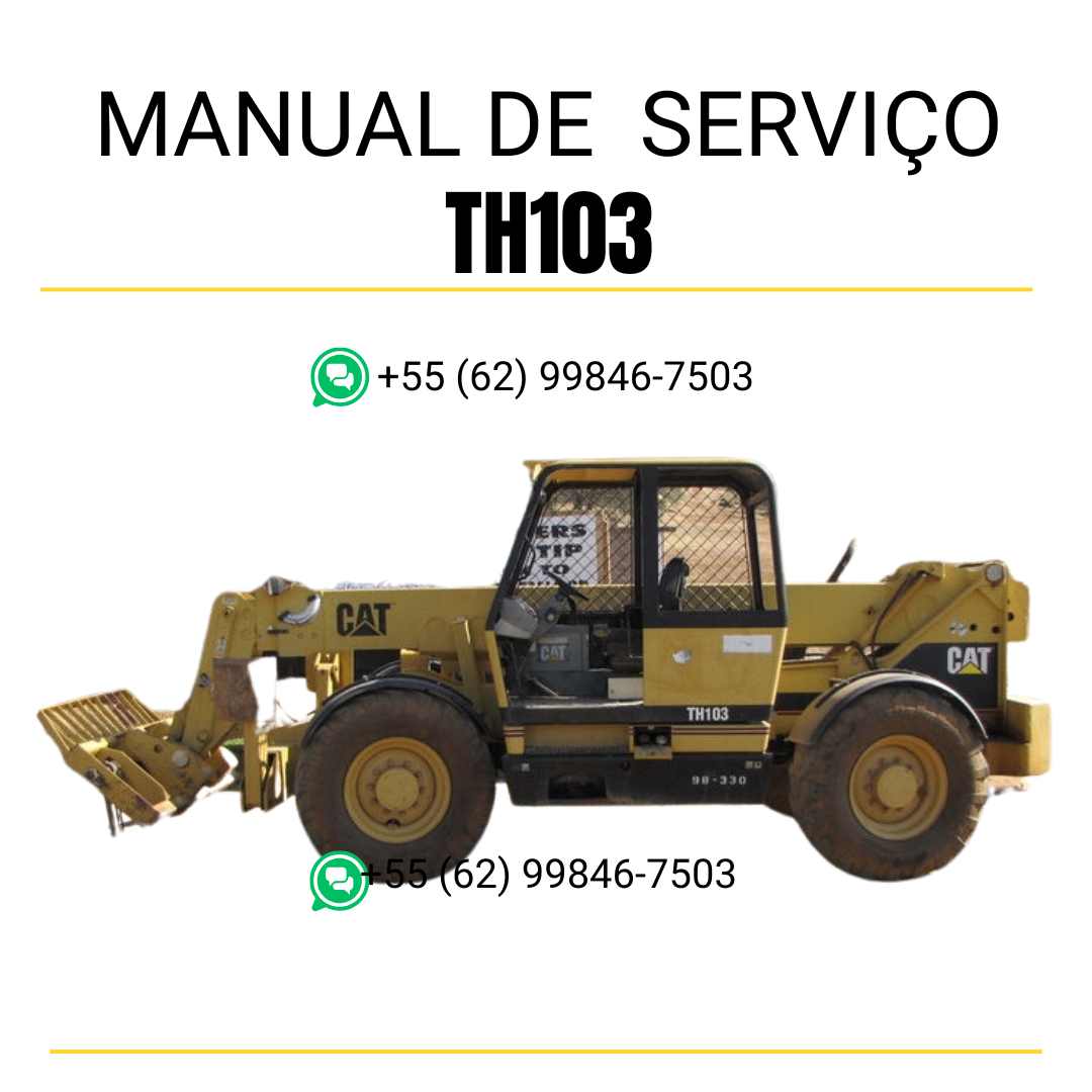 Manual de serviço Caterpillar TH103 em inglês, PDF completo para manipulador telescópico com ilustrações técnicas e orientações de manutenção