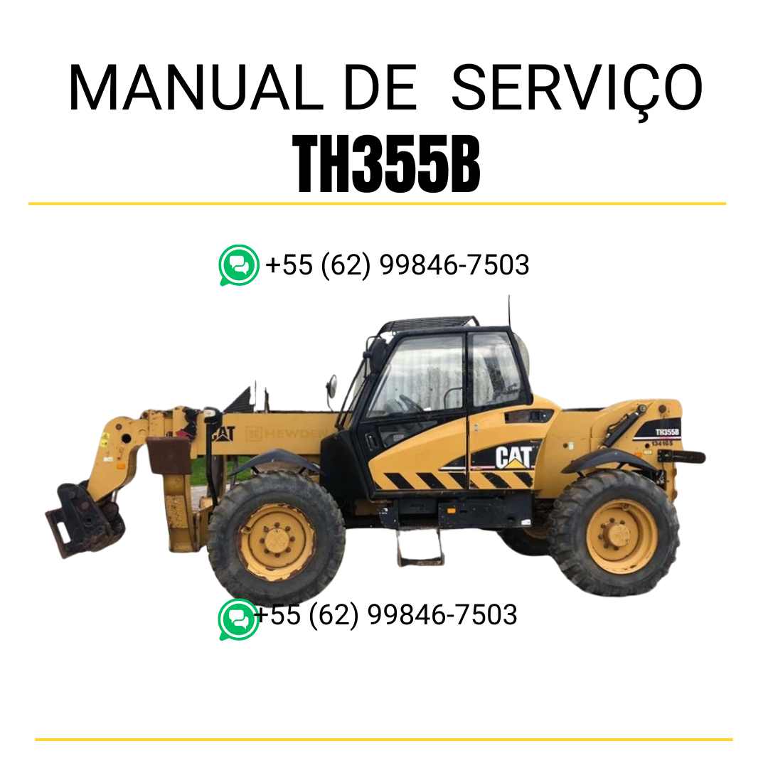 Manual de serviço Caterpillar TH355B em inglês, PDF detalhado para manipulador telescópico com instruções técnicas e guia completo de manutenção