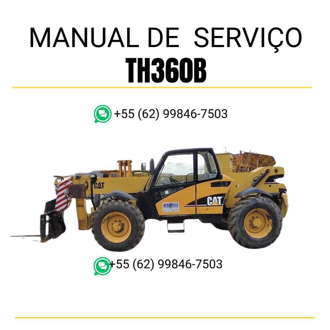 Manual de serviço Caterpillar TH360B em inglês, PDF completo para manipulador telescópico com guia de manutenção e ajustes técnicos