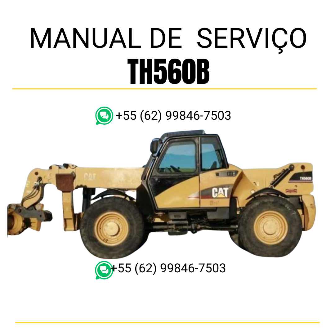 Manual de serviço Caterpillar TH560B em inglês para manipulador telescópico, PDF técnico com guias completos de manutenção e operação