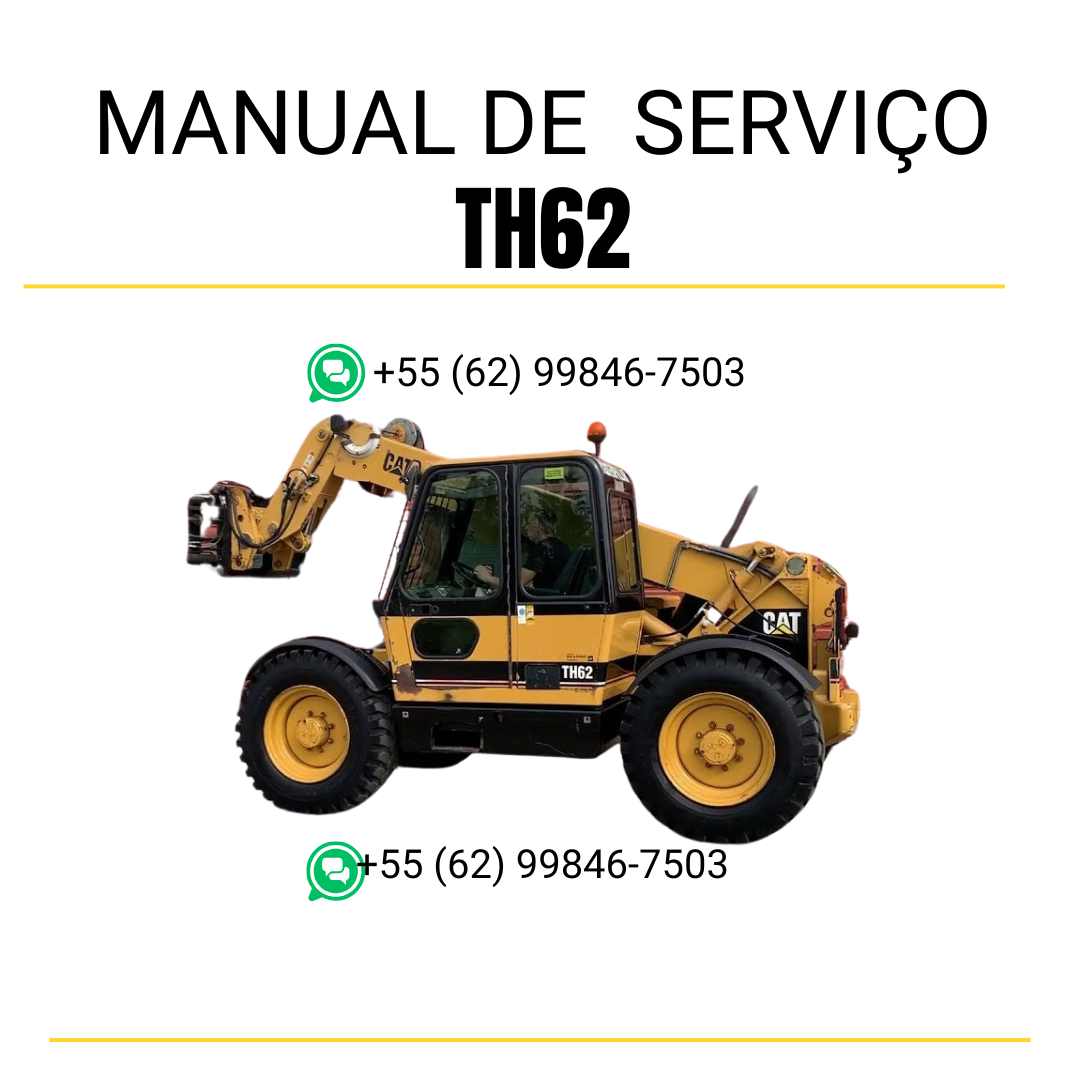 Manual de serviço Caterpillar TH62 em inglês, PDF completo para manipulador telescópico com ilustrações técnicas e instruções de manutenção detalhadas
