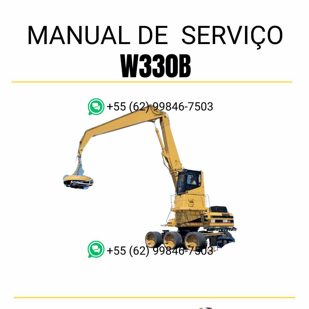 Manual de serviço Caterpillar W330B escavadeira de rodas em PDF, conteúdo em inglês com orientações técnicas e manutenção detalhada
