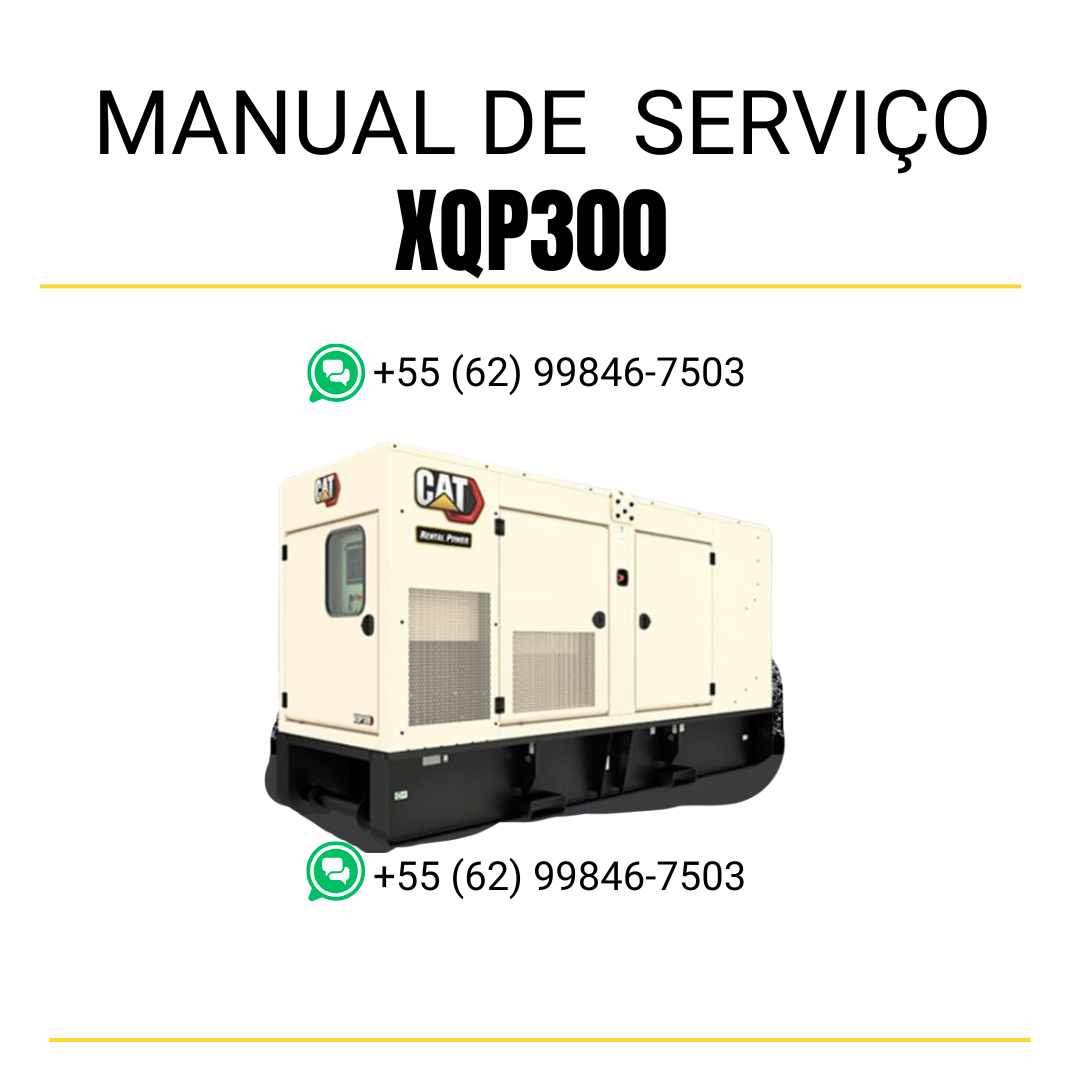 Manual de serviço em PDF do grupo gerador Caterpillar XQP300 com orientações completas para diagnóstico, manutenção e reparos técnicos