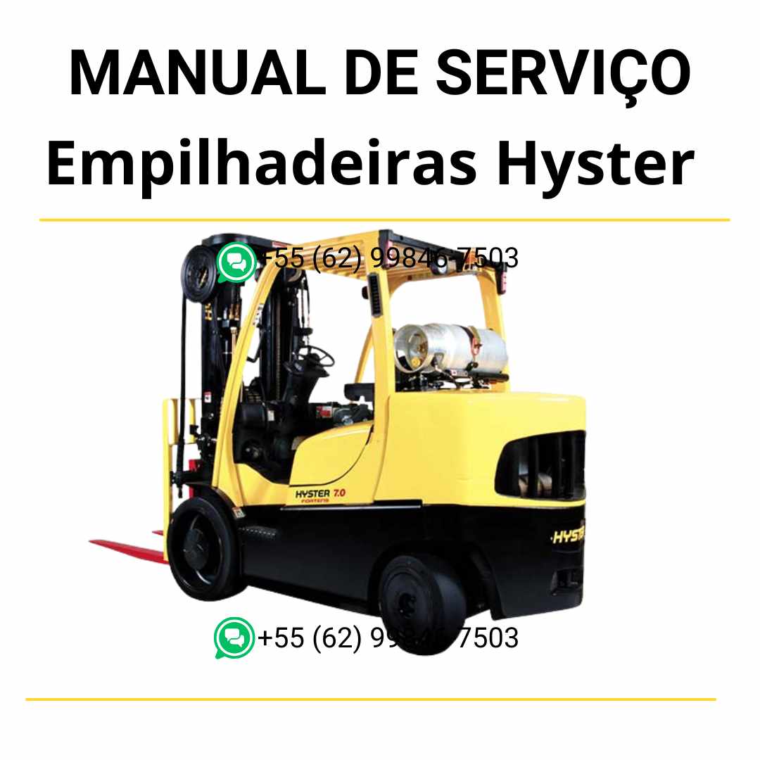 Manual de serviço e diagnóstico Hyster para empilhadeiras em PDF, com testes de sistema, códigos de falha e orientações detalhadas de manutenção.