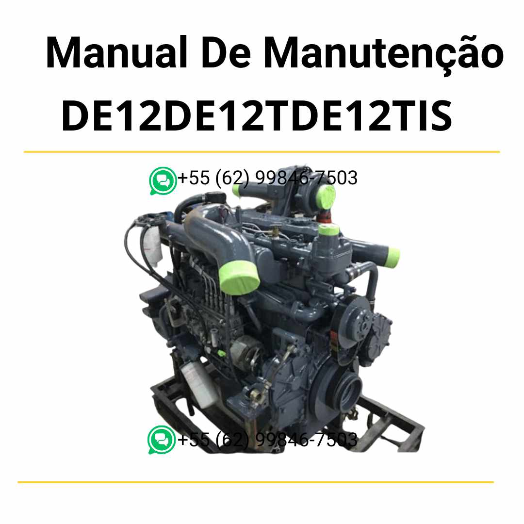 Manual de serviço Doosan motores DE12, DE12T e DE12TIS em PDF, guia completo com instruções técnicas e ilustrações para manutenção