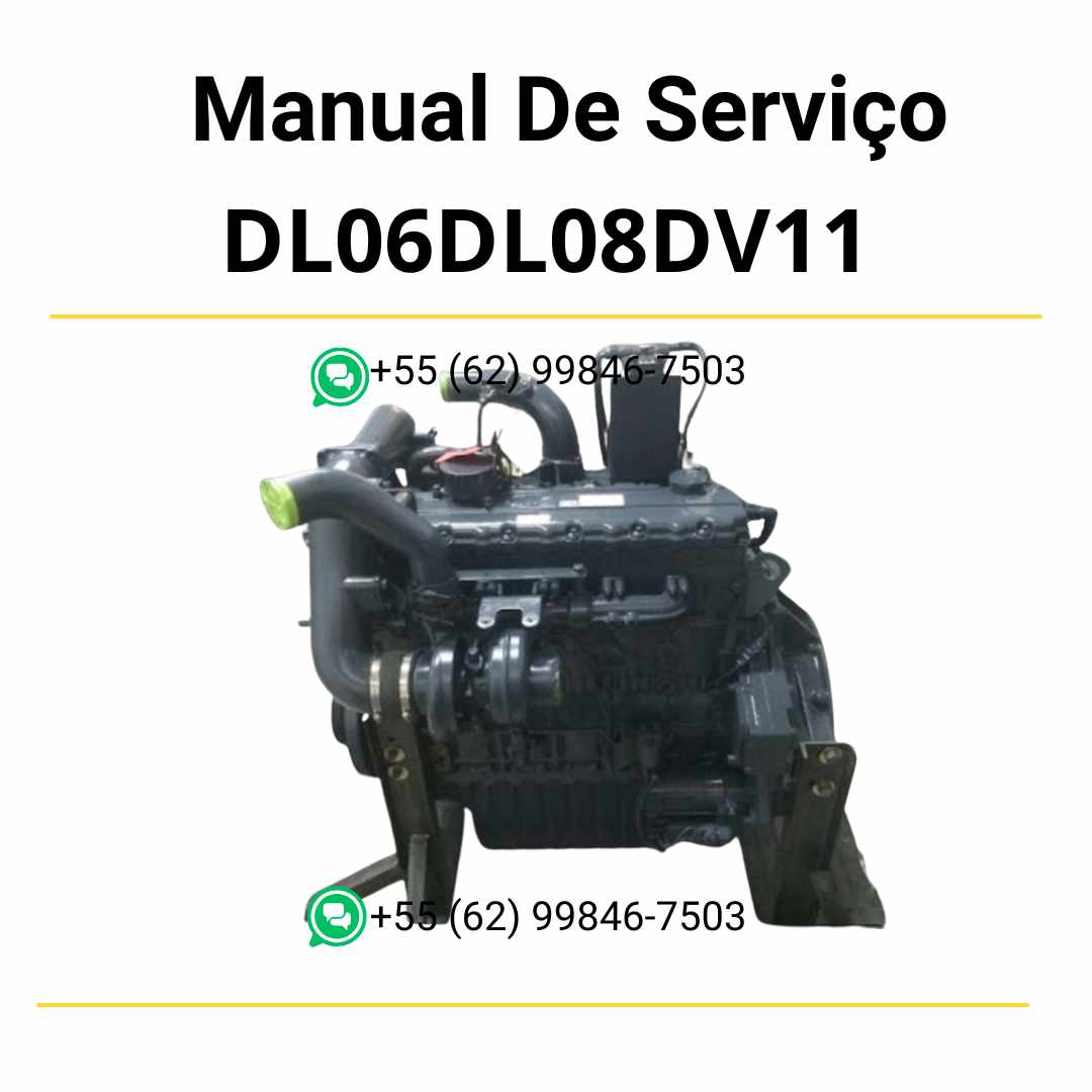 Manual de serviço Doosan motores DL06, DL08 e DV11 em PDF, guia técnico completo com instruções detalhadas de reparo e manutenção